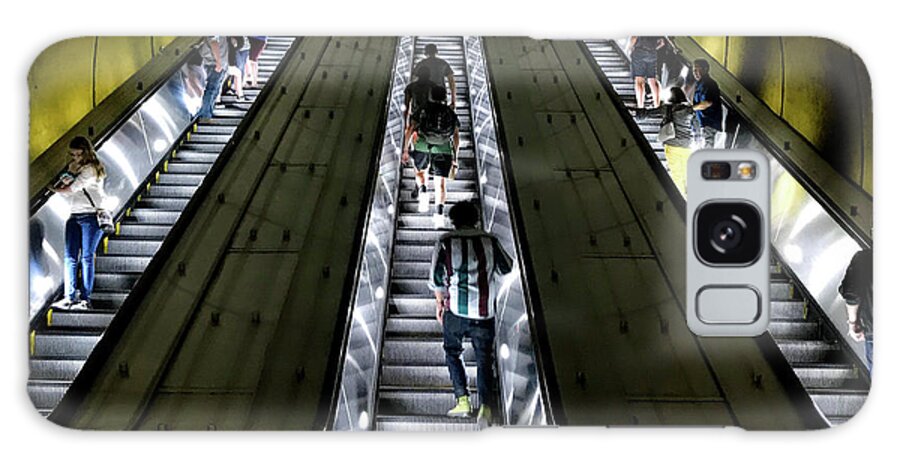 Escalators Galaxy S8 Case featuring the photograph Bright Lights, Tall Escalators by Lora J Wilson