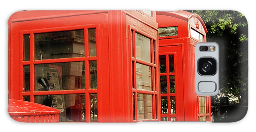 Public Mailbox Galaxy Case featuring the photograph British Red Telephone Boxes And Post Box by Lyn Holly Coorg