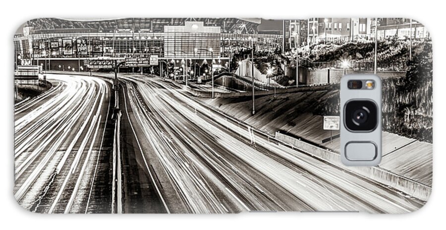 America Galaxy Case featuring the photograph Mile High City Lights and Football Stadium in Sepia by Gregory Ballos