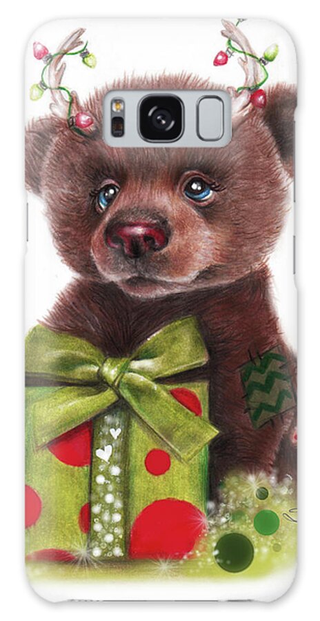 Bruno Bear Galaxy Case featuring the mixed media Bruno Bear, Rudolph Fan by Sheena Pike Art And Illustration