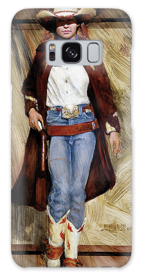 Cowgirl Galaxy Case featuring the painting Buckled Up by J. E. Knauf