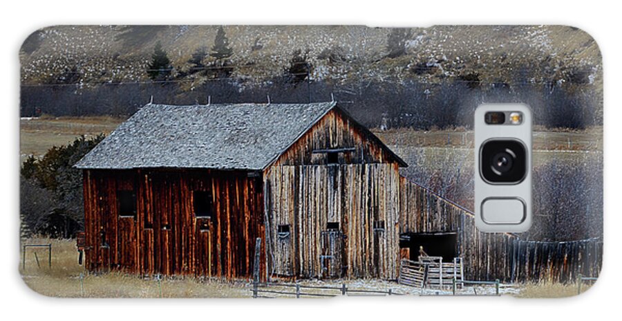 Montana Ranch Building Galaxy Case featuring the mixed media Building On Hold by Kae Cheatham