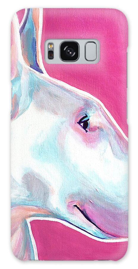 Bull Terrier - Bubble Gum Galaxy Case featuring the painting Bull Terrier - Bubble Gum by Dawgart