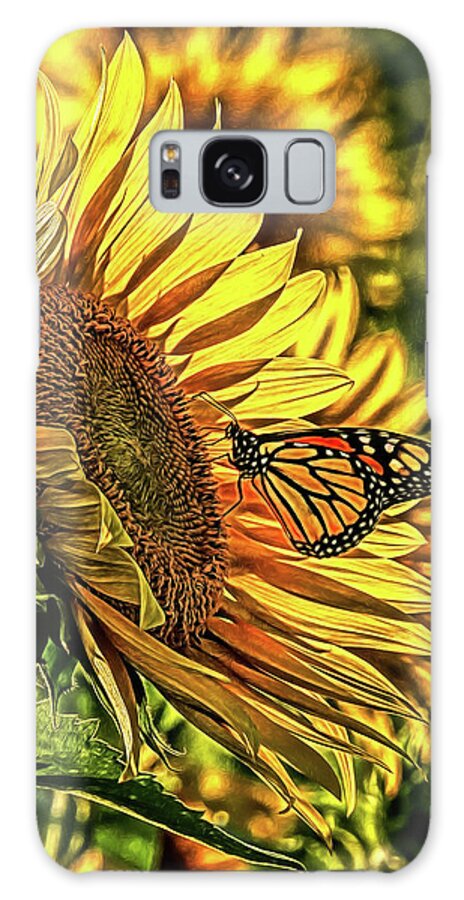 Marias Field Of Hope Galaxy Case featuring the digital art Butterfly and Sunflower at Maria's Field of Hope by Mark Madere