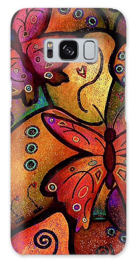 Butterflies Galaxy Case featuring the mixed media Butterfly Whimsy Colorful Abstract Art by Laurie's Intuitive