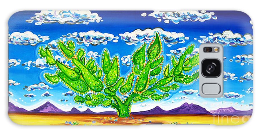 Rachel Houseman Galaxy Case featuring the painting Cactus in the Clouds II by Rachel Houseman
