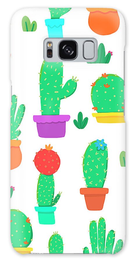 Cactus Patch Repeat Galaxy Case featuring the digital art Cactus Patch Repeat by Holli Conger