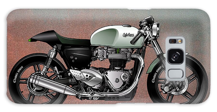 Cafe Racer Galaxy Case featuring the digital art Cafe Racer Vintage Motorcycle 004 by Carlos V