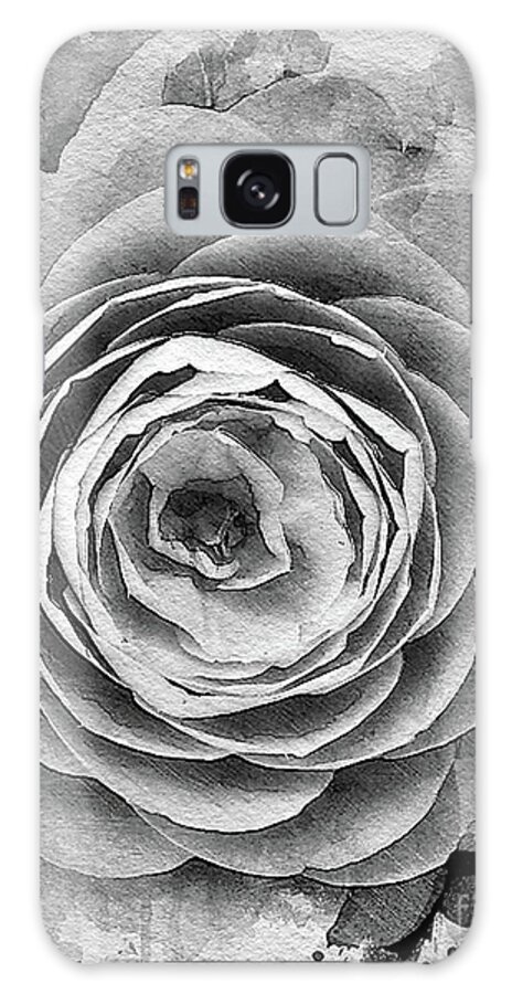 Digital Art Galaxy Case featuring the digital art Camelia Black and white by Tracey Lee Cassin