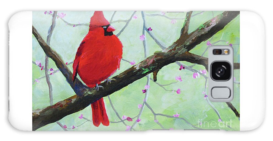 Bird Galaxy Case featuring the painting Cardinal on Branch by Anne Marie Brown