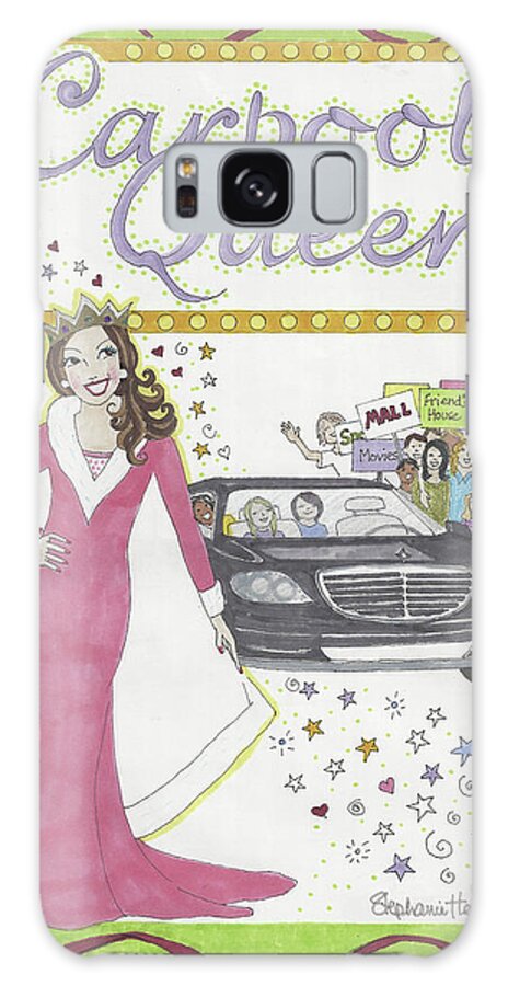 Carpool Galaxy Case featuring the mixed media Carpool Queen by Stephanie Hessler