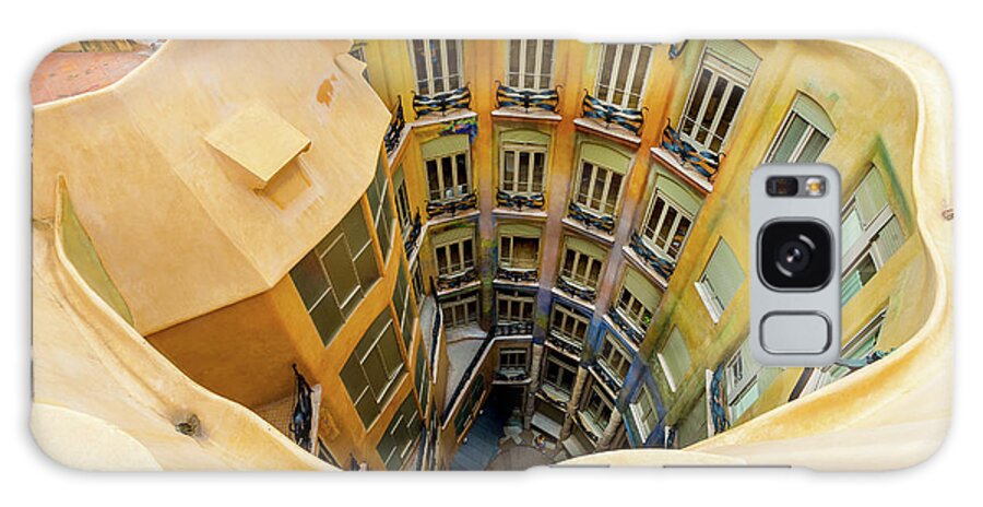 Estock Galaxy Case featuring the digital art Casa Mila Courtyard, Spain by Marco Arduino