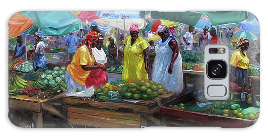 Caribbean Market Galaxy Case featuring the painting Castries Market by Jonathan Gladding