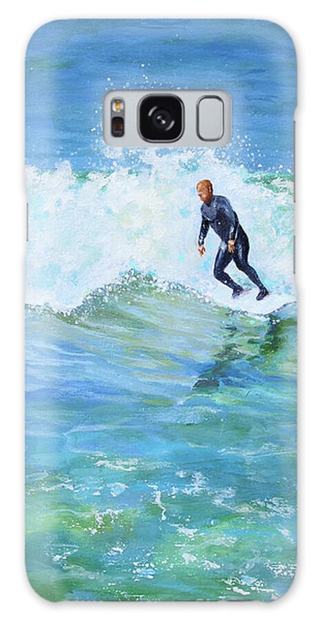 Surfer Galaxy Case featuring the painting Catch Another Wave by Bonnie Rinier
