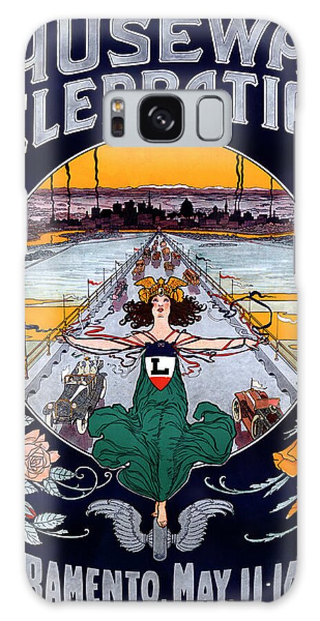 Highway Galaxy Case featuring the painting Causeway Celebration Sacramento. May 11-14, 1916 by Edward M. Muse