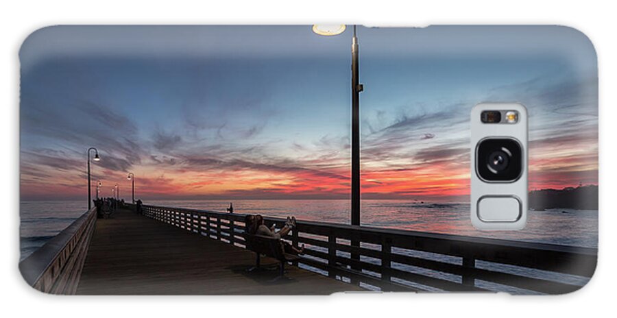 Cayucos Galaxy S8 Case featuring the photograph Cayucos Pier Sunset by Mike Long