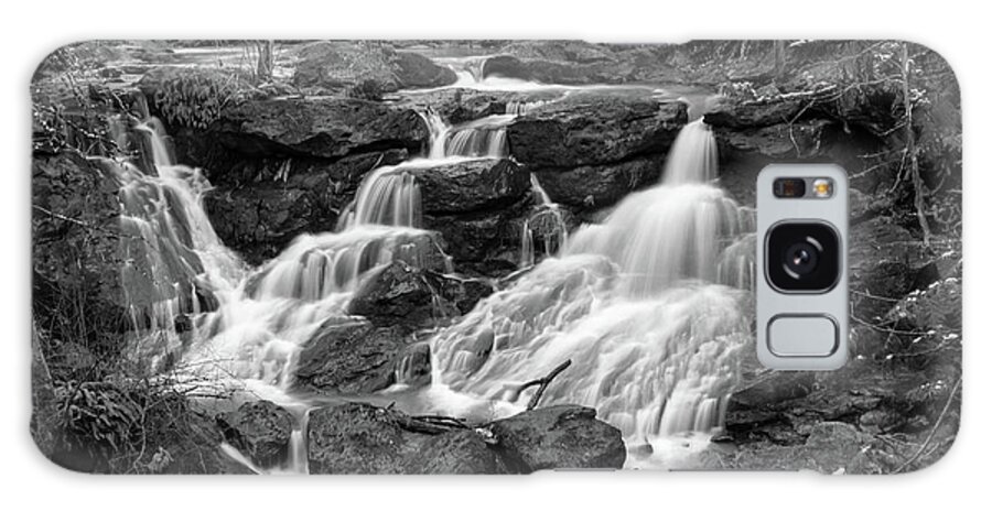 Waterfall Galaxy Case featuring the photograph Cedar Mills Falls in monochrome by Aashish Vaidya