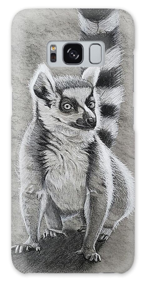 Wildlife Galaxy Case featuring the drawing Charcoal Lemur by Alexis King-Glandon