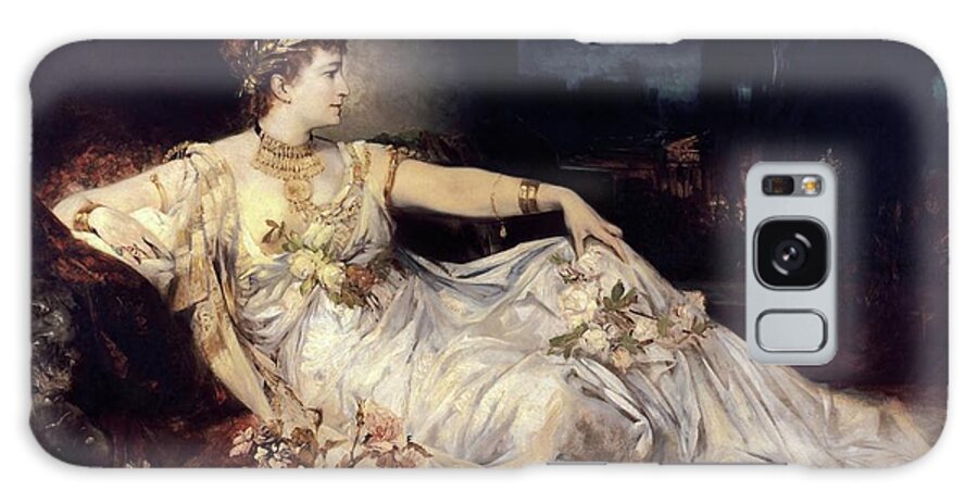 Charlotte Wolter Galaxy Case featuring the painting 'Charlotte Wolter as Messalina', 1875, oil on canvas, 143 x 227 cm. HANS MAKART . Mesalina. by Hans Makart -1840-1884-