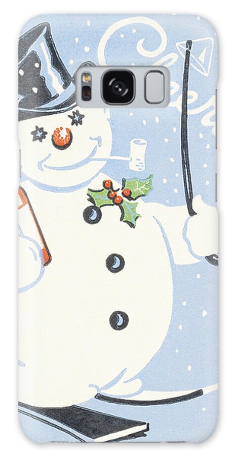 Accessories Galaxy Case featuring the drawing Cheerio Snowman by CSA Images