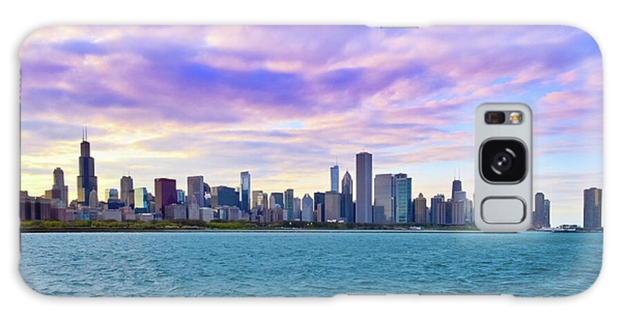 Tranquility Galaxy Case featuring the photograph Chicago Skyline At Sunset With Dramatic by Sir Francis Canker Photography