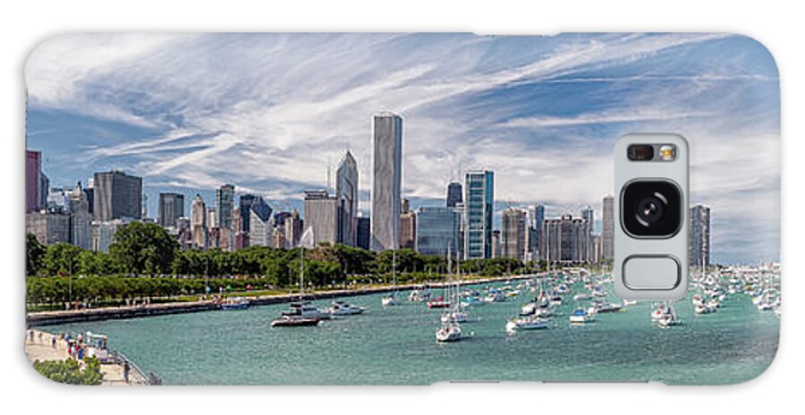 #faatoppicks Galaxy Case featuring the photograph Chicago Skyline Daytime Panoramic by Adam Romanowicz