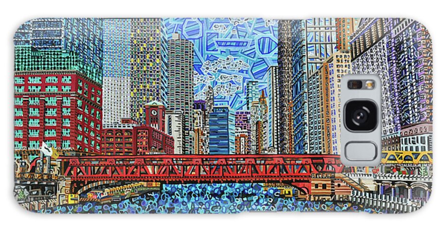 Chicago Galaxy Case featuring the painting Chicago Wells Street Bridge 2 by Micah Mullen