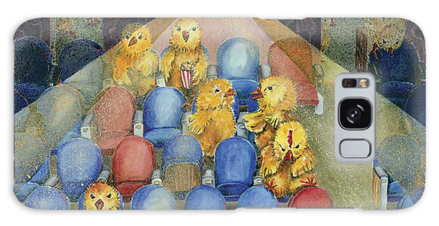 Chicks In A Movie Theater Galaxy Case featuring the painting Chicks At The Flicks by Charlsie Kelly