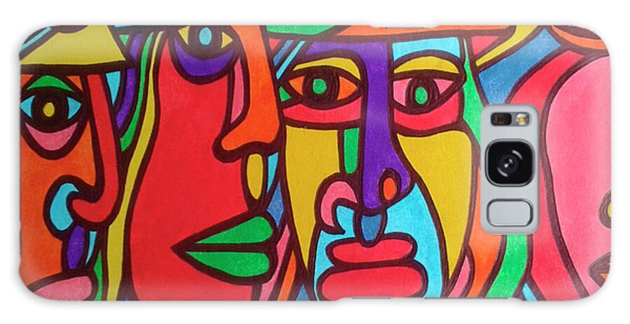Chilean Faces Galaxy Case featuring the mixed media Chilean Faces by Abstract Graffiti