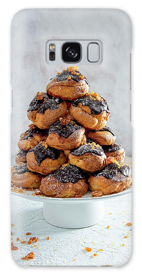 Ip_12980840 Galaxy Case featuring the photograph Chocolate And Praline Profiteroles Tower by Magdalena Hendey