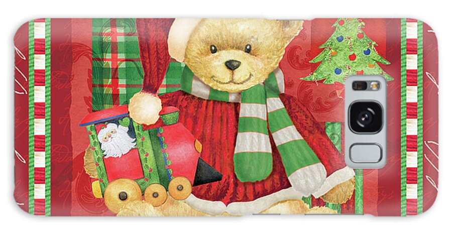 Teddy Bear With Red Hat Galaxy Case featuring the painting Christmas Bear 4 by Maria Trad