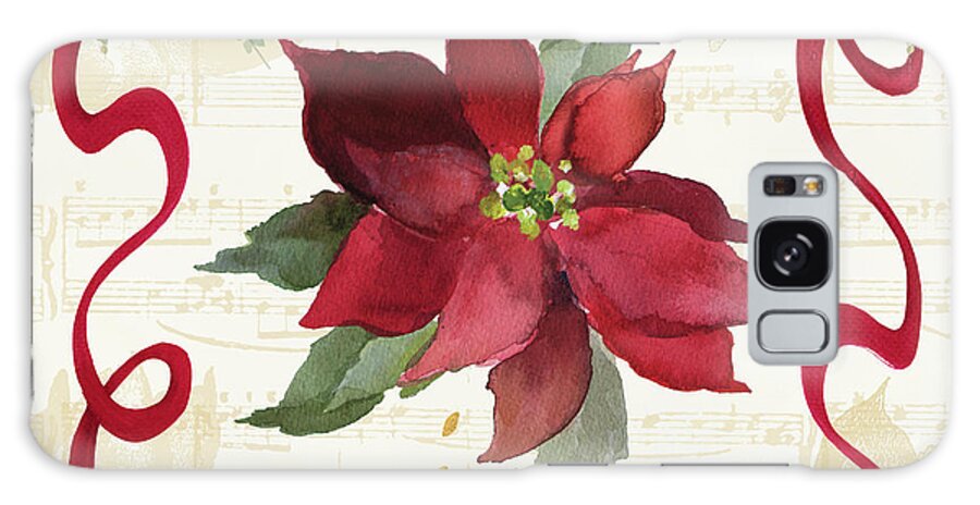 Christmas Galaxy Case featuring the mixed media Christmas Poinsettia Ribbon Iv by Lanie Loreth