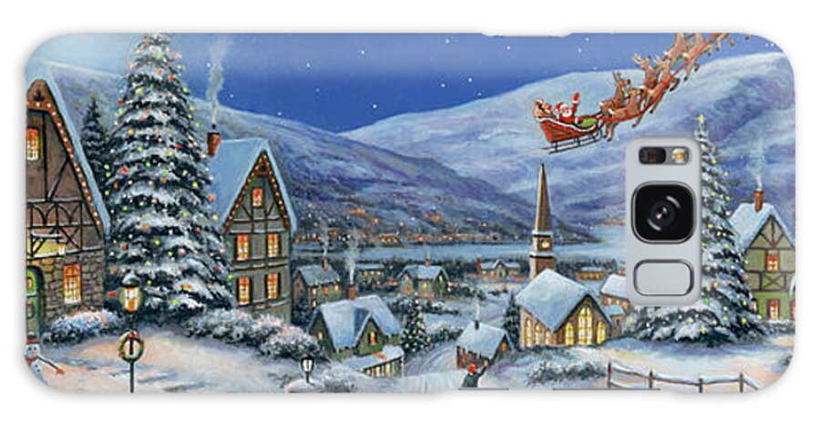 Christmas Town Panorama Galaxy Case featuring the painting Christmas Town Panorama by John Zaccheo- Exclusive