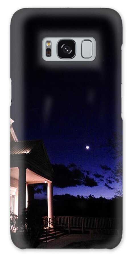 Church Galaxy Case featuring the photograph Church and Moon by Kathy Ozzard Chism