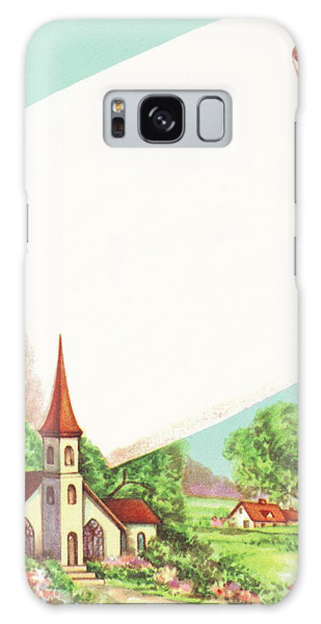 Campy Galaxy Case featuring the drawing Church Landscape and Scroll by CSA Images