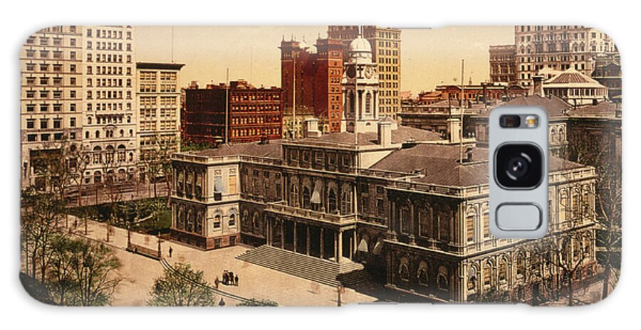 New York (city) Galaxy Case featuring the photograph City Hall, New York City, Usa, C.1900 by Detroit Publishing Co.