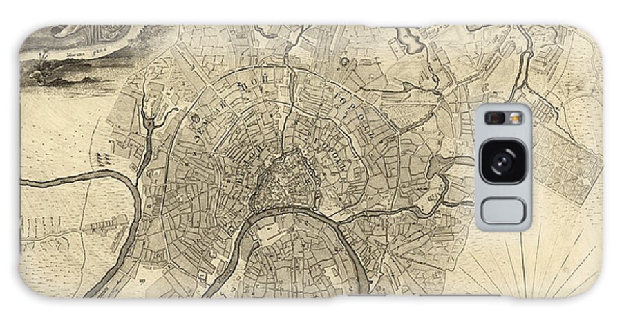 Maps Galaxy Case featuring the painting City Plan, Moscow, Russia - 1745 by Unknown