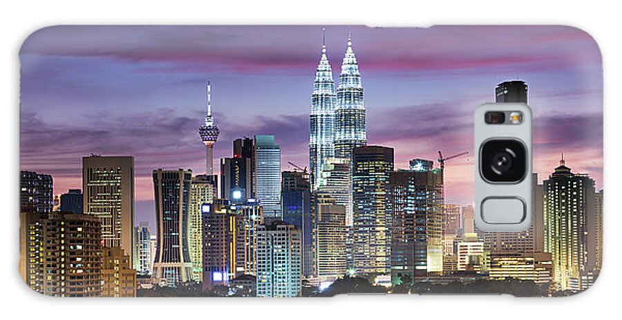 Scenics Galaxy Case featuring the photograph City Skyline - Kuala Lumpur At Dusk by Hadynyah