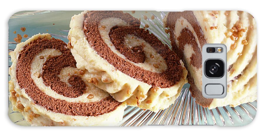 Ip_10173867 Galaxy Case featuring the photograph Close-up Of Two Slices Of Swiss Roll With Praline Cream by Jalag / Uwe Bender