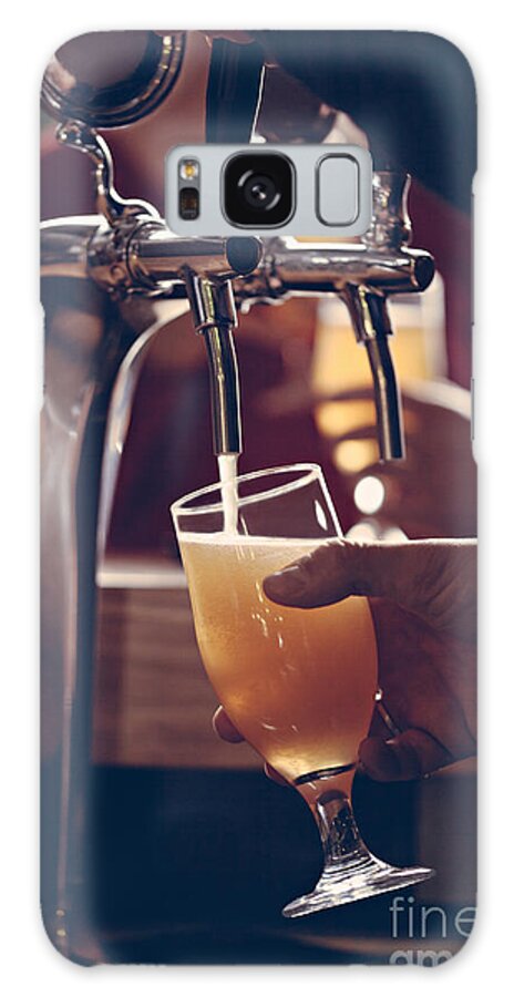 Hands Galaxy Case featuring the photograph Close Up Of Waitress Hands Pouring Beer by Zeljkodan