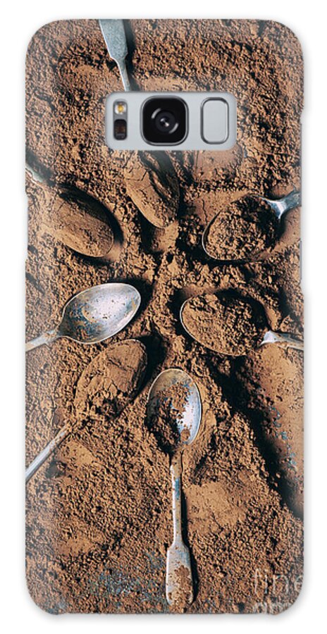Cocoa Powder Galaxy Case featuring the photograph Cocoa Powder and Vintage Metal Teaspoons by Tim Gainey