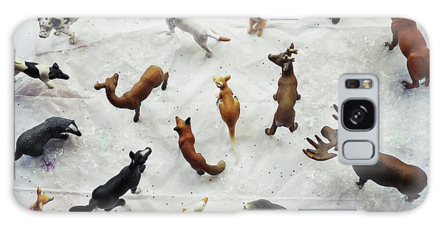 Badger Galaxy Case featuring the photograph Collection Of Small Toy Animals Viewed by Fiona Crawford Watson