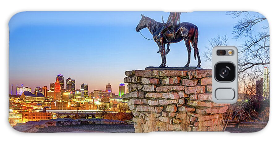 Kansas City Skyline Galaxy Case featuring the photograph Colorful Kansas City Skyline and The Scout by Gregory Ballos