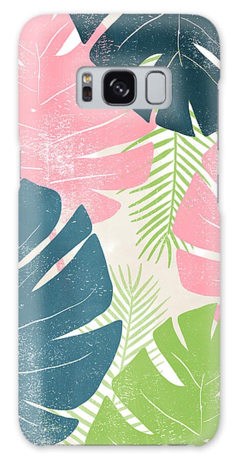 Tropical Galaxy Case featuring the mixed media Colorful Palm Leaves 1- Art by Linda Woods by Linda Woods