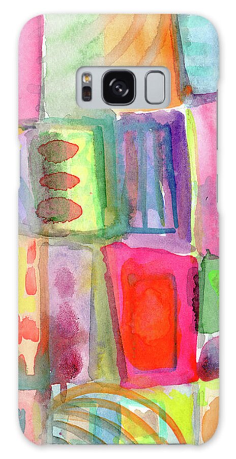 Colorful Galaxy Case featuring the painting Colorful Patchwork 2- Art by Linda Woods by Linda Woods