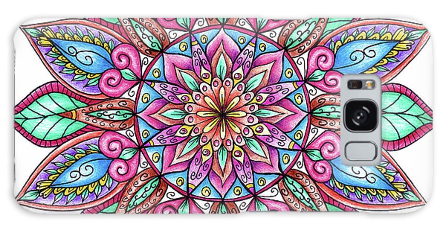 Coloured Mandala 9 Galaxy Case featuring the mixed media Coloured Mandala 9 by Delyth Angharad