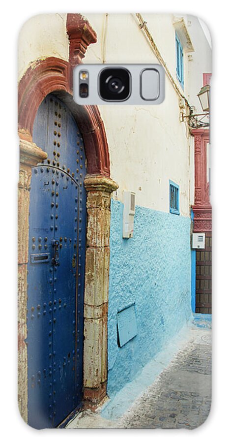 Arch Galaxy Case featuring the photograph Colourful Painted Doors On Houses In by Diane Levit / Design Pics