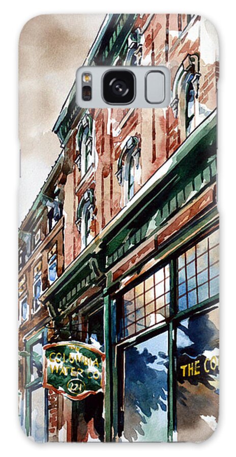 #watercolor #landscape #cityscape #columbia #columbiapa #oldbuildings #columbiawater Galaxy S8 Case featuring the painting Columbia Water by Mick Williams