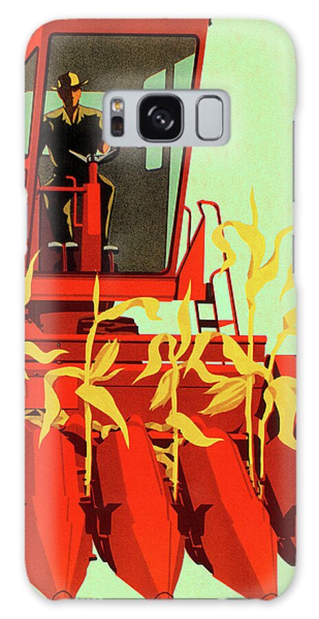 Adult Galaxy Case featuring the drawing Combine Harvester by CSA Images