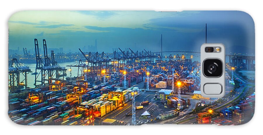 Freight Transportation Galaxy Case featuring the photograph Container Terminals by Shenji Li